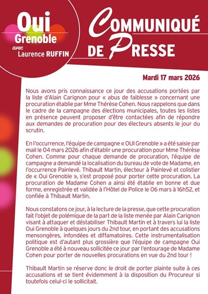Communiqué de presse