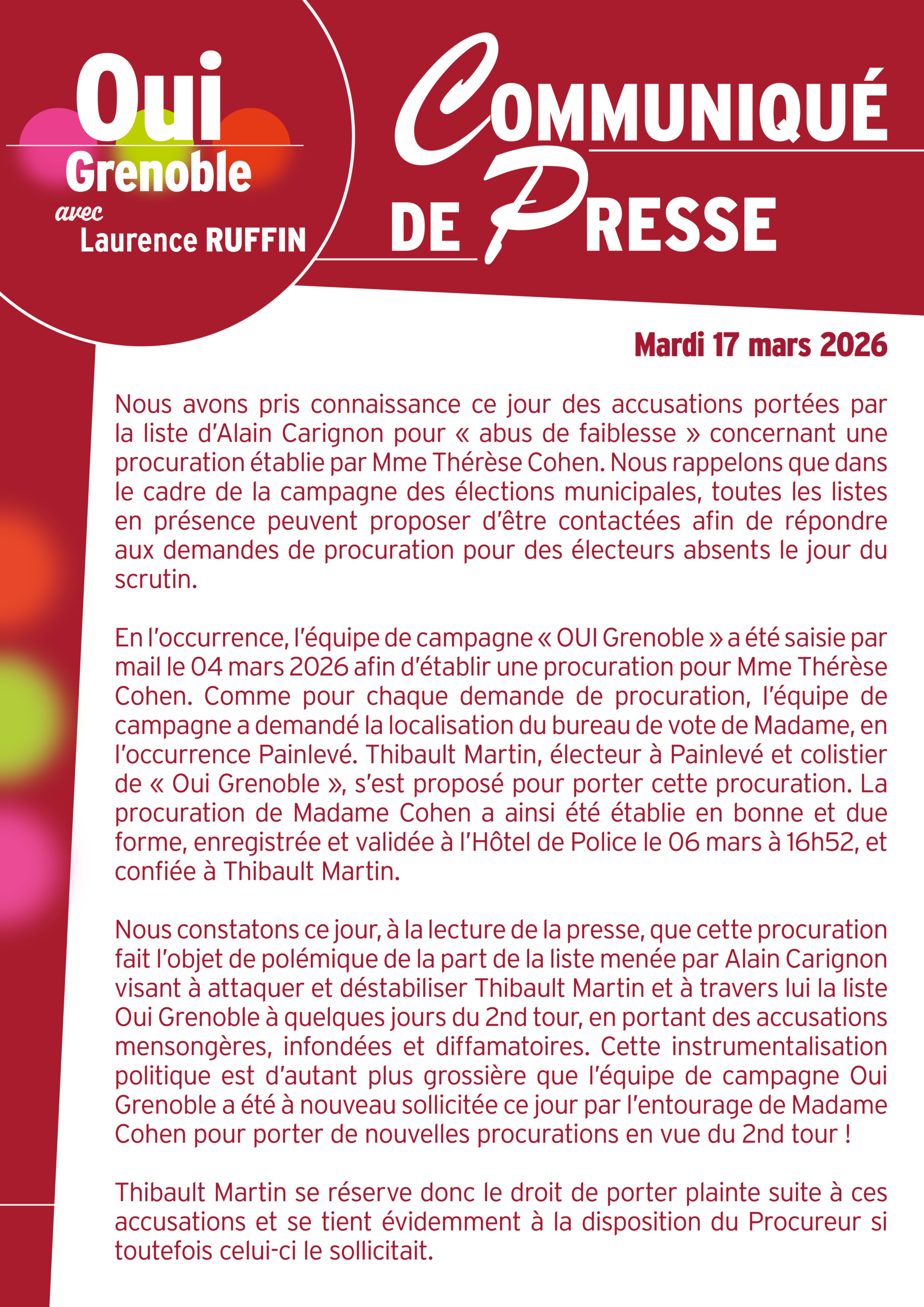 Communiqué de presse